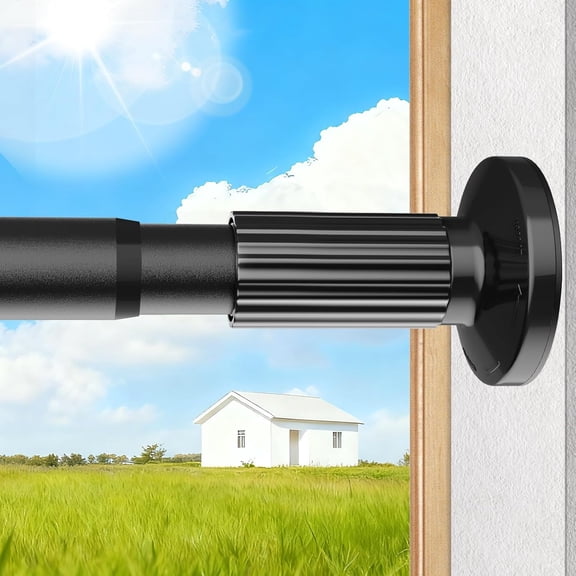 Heavy-Duty Black Tension Curtain Rod, 51-126 Inch Adjustable, Dual-End Spring, Rust-Resistant, 1.26 Inch Diameter, Holds Up to 55 lbs, No-Drill Installation