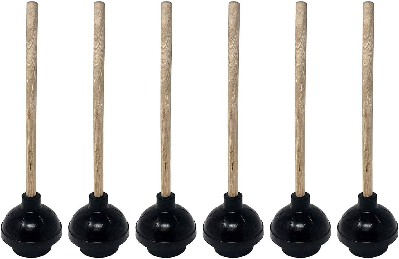Heavy Duty Black Toilet Plunger With Double Thrust Force Suction Cup