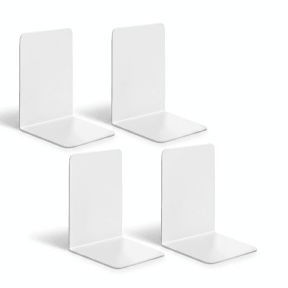 2 Pairs Heavy-Duty Black & White Book Ends, Sturdy Book Organizers for Heavy Books, Home Office & School Supplies