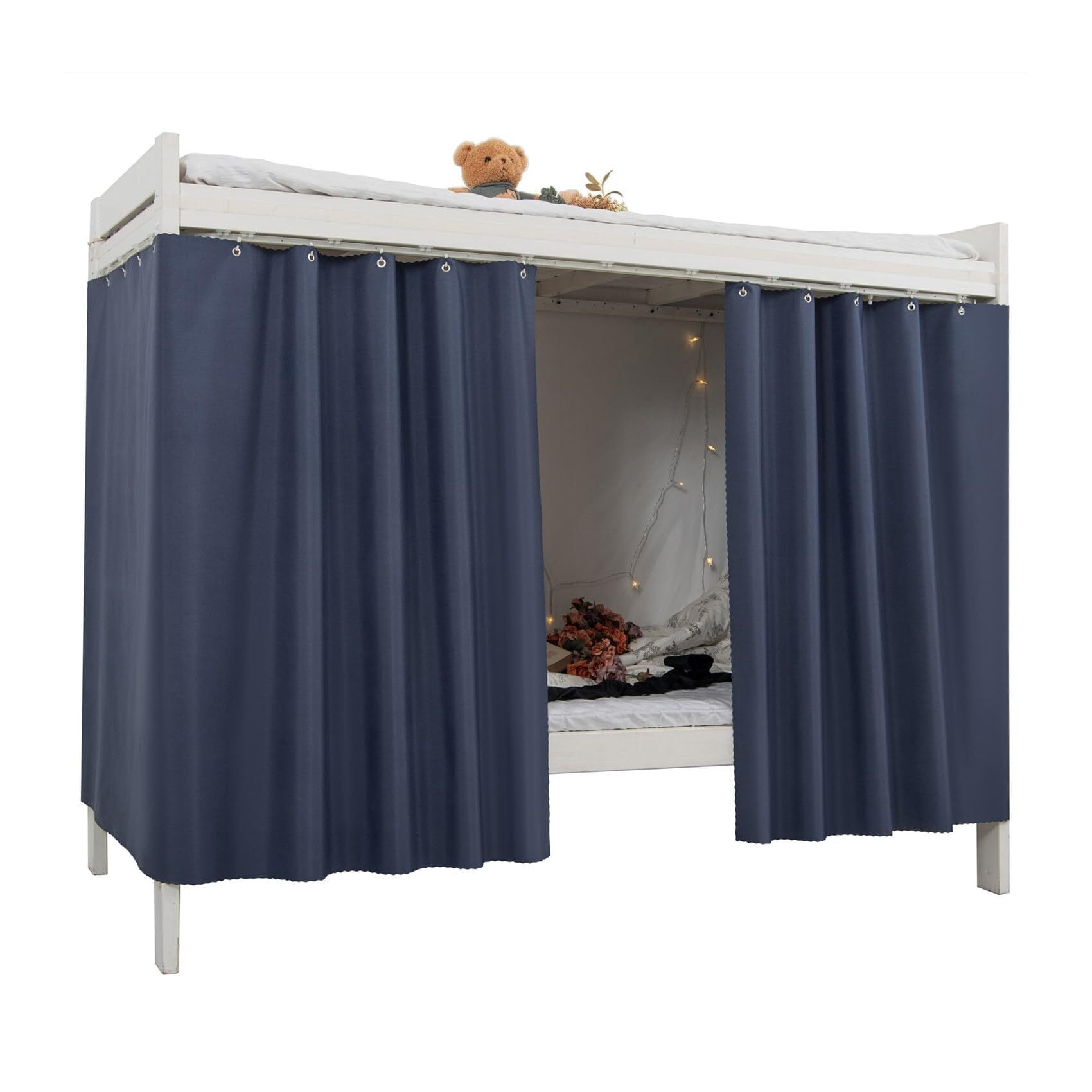 Heavy-Duty Blackout Bottom Bunk Bed Curtains Privacy Canopy Twin Size ...