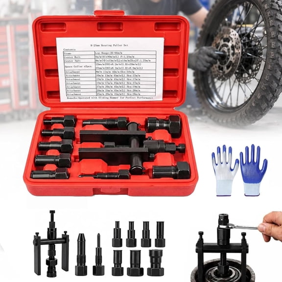 Heavy Duty Blind Hole Bearing Puller Set - Internal Extractor with Slide Hammer and 8-25mm Jaws for Motorcycle Auto Repair - 10 pcs