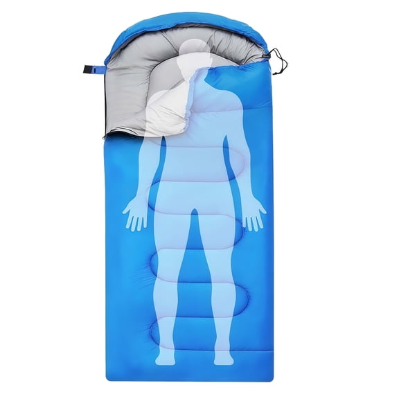 Heavy-Duty Blue Sleeping Bag (32.7" x 9.8") - 3-Season Waterproof Sleeping Bag for Camping, Hiking and Backpacking