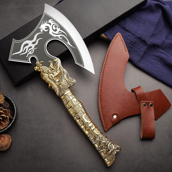 Heavy Duty Bone Chopper - Kitchen Axe With Sheath, Gift Idea for Men, Birthday, Mother & Father
