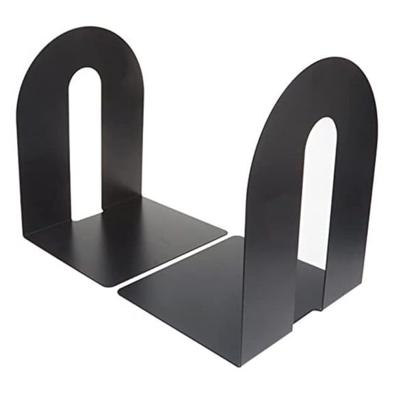 Heavy Duty Bookends 10 Inch, Non-Skid Steel Bookends Pair - Black, Strong Book Supports for Large Books, Textbooks, Directories & Binders