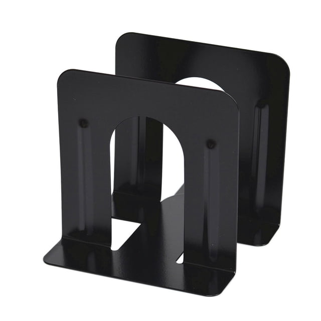 Heavy Duty Bookends Ecohintz Heavy-Duty Pair of Bookends - Standard 5X5 Inch Metal Book Support for Shelves - Non-Slip Base Holds 30+ Books - Sturdy for Office, Library & Home Decor, Black
