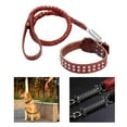 thumbnail image 1 of Heavy Duty Braided Metal Hook Comfortable Handle Dog Traction Rope Cowhide Training Rope Leash for Large and Medium Dogs , Brown Small Collar, 1 of 10