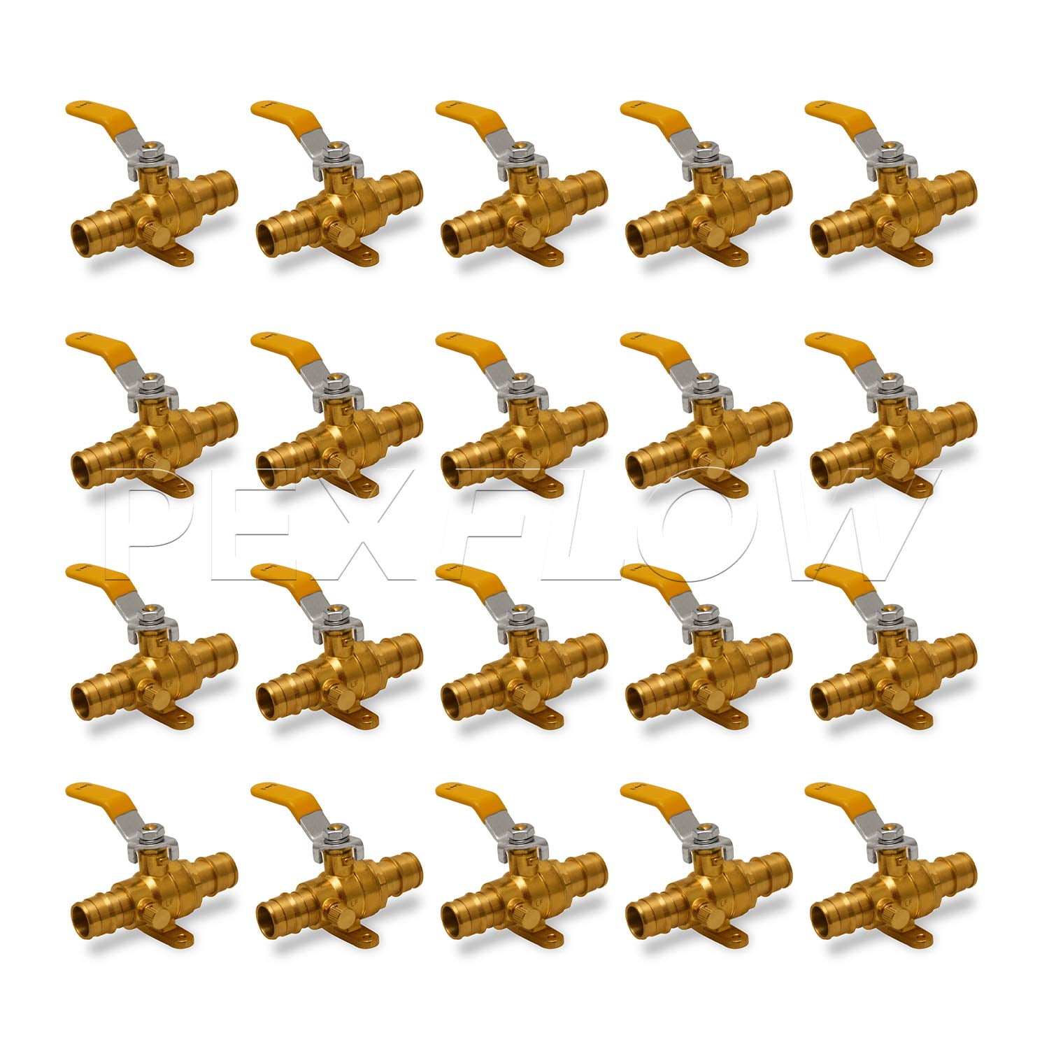 Heavy Duty Brass Full Port Drop Ear PEX Ball Valve with Drain, with 1/2 in. Expansion PEX Connection (20 Pack)