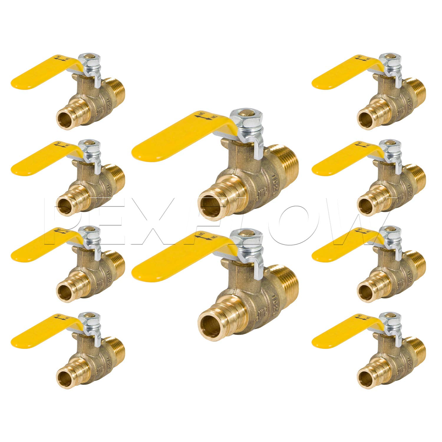 Heavy Duty Brass Full Port PEX Ball Valve with 1/2 in. MIP x 1/2 in. PEX Connections (10 Pack)