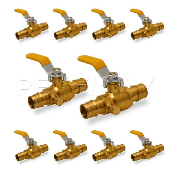 Heavy Duty Brass Full Port PEX Ball Valve with Drain, with 3/4 in. Expansion PEX Connection (10 Pack)