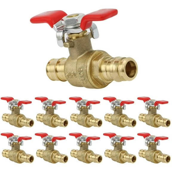 Heavy Duty Brass Full Port T-Handle PEX Ball Valve with 1/2 in. Expansion Pex Connection (10 Pack)