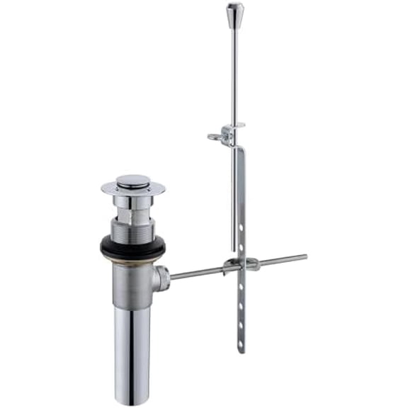 Heavy-Duty Brass Pop-Up Drain Assembly with Overflow, Chrome Finish Bathroom Sink Drain Kit with Stopper and Lift Rod Fits Standard 1-1/4 Lavatory Sinks$$Tools & Hardware Other