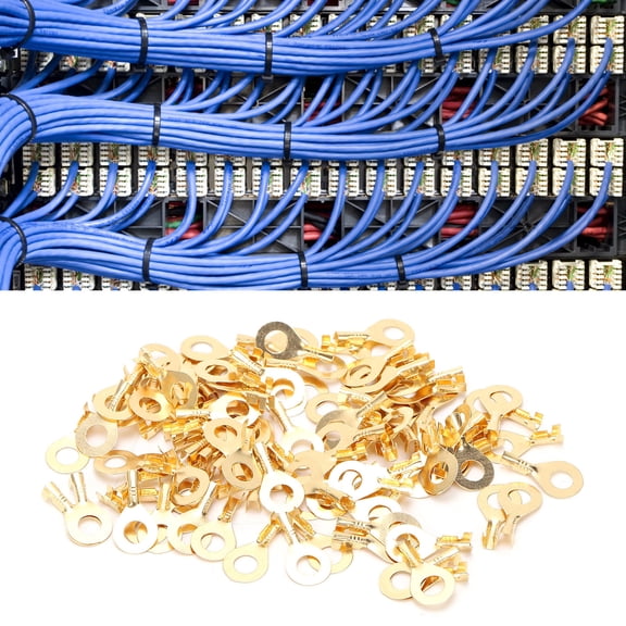 Heavy,Duty Brass Ring Terminals, 100 Pack,  Fire Retardant Cable Lugs For Secure Electrical Connections