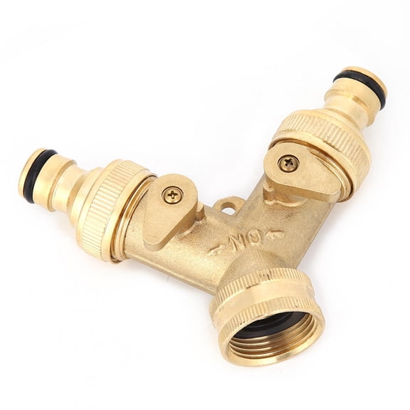 Heavy Duty Brass Y-Type Hose Connector Ball Valve Fitting 3/4 inch (1.91 cm) G3/4 Industrial Threaded Pipe Joint Wear-Resistant Hose Splitter Adapter Duo Pacifiers Leak-Proof Coupler Pack of 1