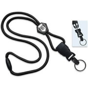 Heavy Duty Breakaway Lanyard with Detachable Key Ring - Long, Round Neck Cord Badge Holder Keychain - Adjustable Slider & Quick Release Clip for Easy Key Card Access by Specialist ID Black