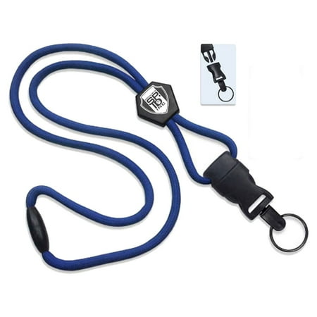 Heavy Duty Breakaway Lanyard with Detachable Key Ring - Long, Round Neck Cord Badge Holder Keychain - Adjustable Slider & Quick Release Clip for Easy Key Card Access by Specialist ID (Royal Blue)