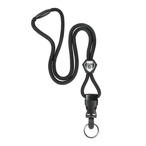 Heavy Duty Breakaway Lanyard with Detachable Key Ring - Long, Round Neck Cord Badge Holder Keychain - Adjustable Slider & Quick Release Clip for Easy Key Card Access by Specialist ID (Black)