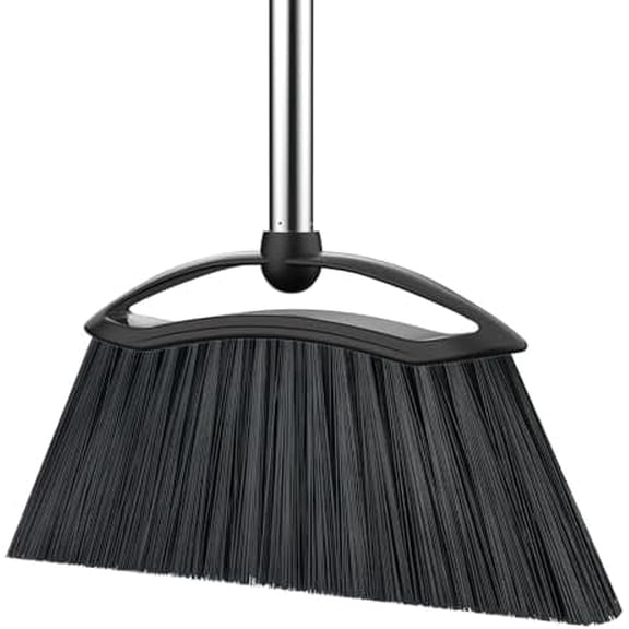 Heavy Duty Broom, 54-inch Adjustable Long Handle Angle Brooms Large Brooms for Sweeping Indoor and Outdoor Commercial Broom for Home Kitchen Patio Garage Porch Courtyard Classroom, Black