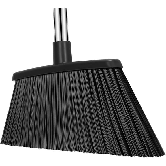 Heavy Duty Broom, 55 Inch Long Handle Outdoor Large Angle Brooms, Commercial Broom for Sweeping Indoor, for Home Garage Kitchen Office Courtyard Lobby Patio Lawn ConcreteBlack