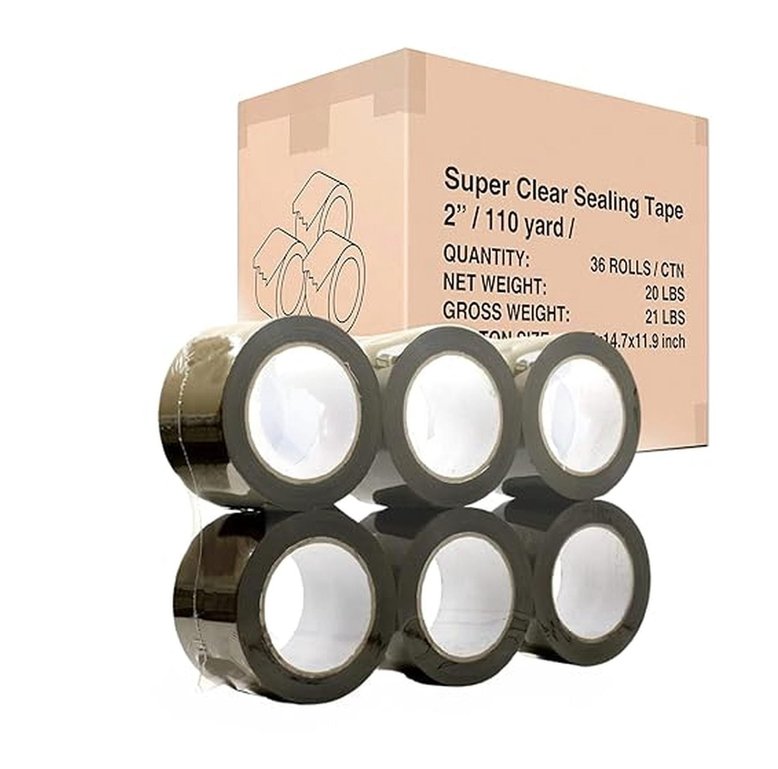 Heavy Duty Brown Packing Tape 36 Rolls 2 Inch x 110 Yards (330 Feet) Per Roll Carton Sealing Tape for Shipping Packaging Moving Office Storage & Tape Gun Refills 2.0 Mil 3960 Total Yards