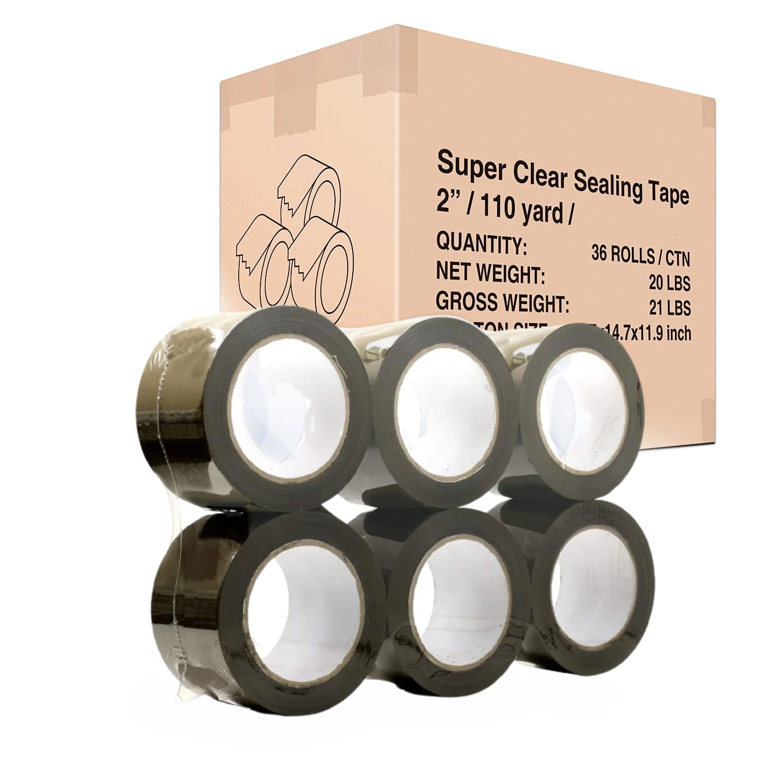 Heavy Duty Brown Packing Tape 36 Rolls 2 Inch x 110 Yards (330 Feet) Per Roll Carton Sealing Tape for Shipping Packaging Moving Office Storage & Tape Gun Refills 2.0 Mil 3960 Total Yards