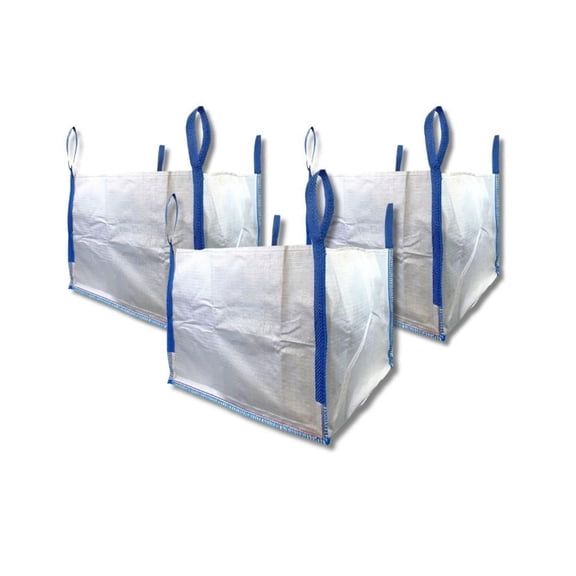 Heavy Duty Builder's Bulk Bags 100-Gallon White Woven Polypropylene Contractor Trash Bags for Demo and Construction, Holds up to 2200 lbs, Pack of 3