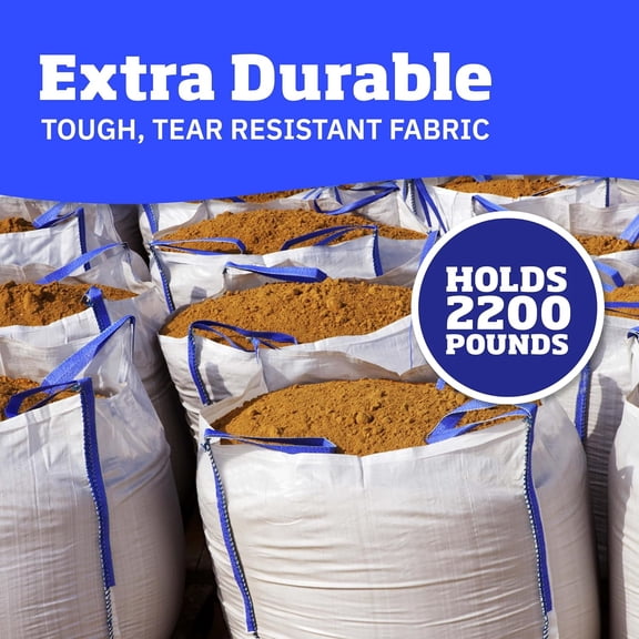 Heavy Duty Builder's Bulk Bags 100-Gallon White Woven Polypropylene Contractor Trash Bags for Demo and Construction, Holds up to 2200 lbs, Pack of 3