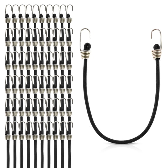 Heavy Duty Bungee Cords With Hooks 10 Inch Weather Resistant Elastic Straps (black )