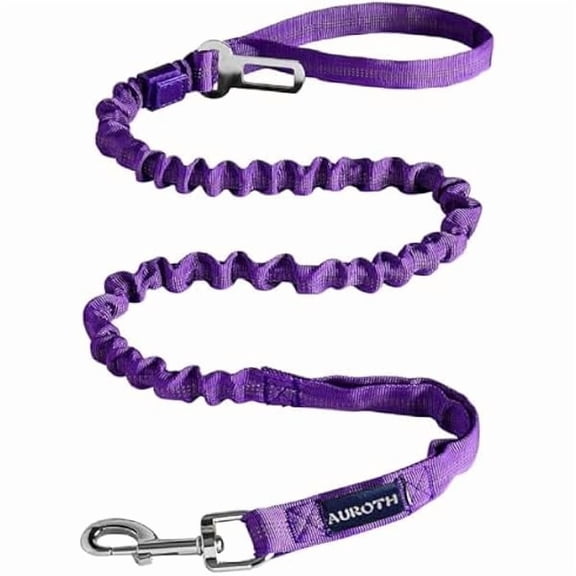 Heavy Duty Bungee Dog Leash for Medium Large Breed Dogs, No Pull for Shock Absorption with Car Seat Belt, 2 Padded Handles 4.5FT 6FT Training Dog Leash