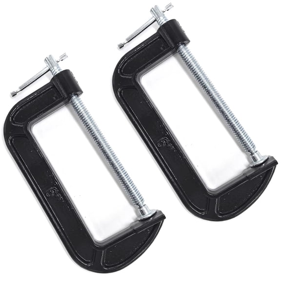 Heavy Duty C Clamps Set 6 Inch Jaw 2-5-8 Inch Throat Depth 2PCs