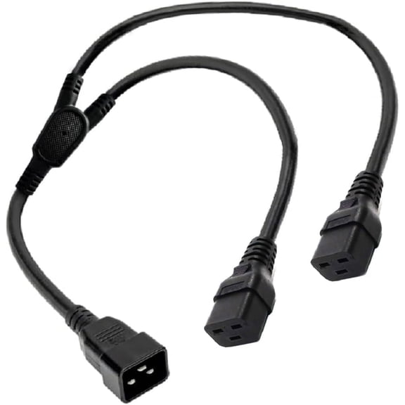 Heavy Duty C20 to 2*C19 Y Splitter Power Cable Splitter Cord, Server/PDU Power Cord,12AWG,C20 to Two C19 Splitter,C20 to Dual C19 Y Split Cord,UL Listed (6.6ft/2m Type B)