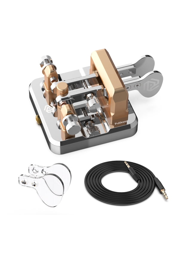 Heavy Duty CW Key Automatic Morse - PUTIKEEG Morse Code Keyer Shortwave Radio Morse Telegraph Key Lambic Double Paddle Morse Code Key Aluminum Alloy CW Morse Code Key Square Shaped Base - Silver