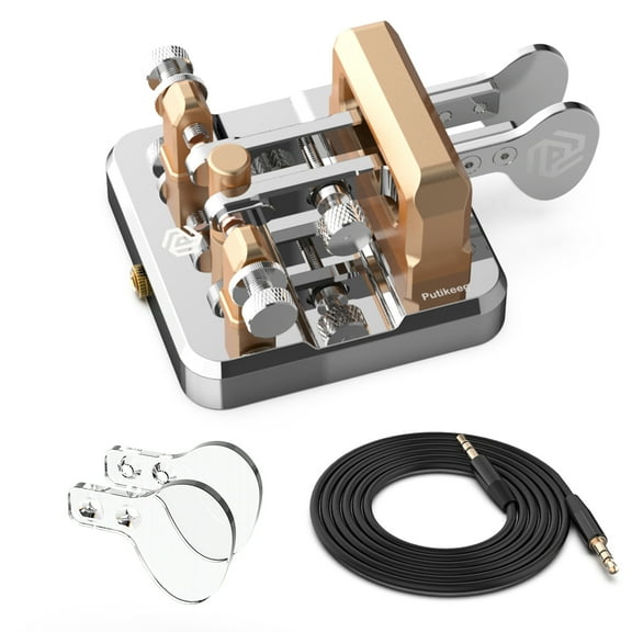 Heavy Duty CW Key Automatic Morse - PUTIKEEG Morse Code Keyer Shortwave Radio Morse Telegraph Key Lambic Double Paddle Morse Code Key Aluminum Alloy CW Morse Code Key Square Shaped Base - Silver
