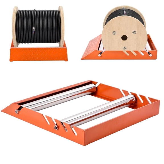 Heavy Duty Cable Reel Roller Dispenser with 4-Position Adjustment, Rustproof Steel Rack for Unspooling Wire and Cable from 12-27 Inch Drums Indoors or Outdoors