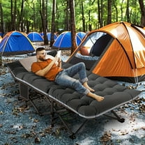[Heavy Duty Camping Cot] Heavy Duty Portable Camping Cot | 28" Extra Wide Folding Cot for Adults with Thick Mattress, Max Load 600LBS - Outdoor Camping Bed