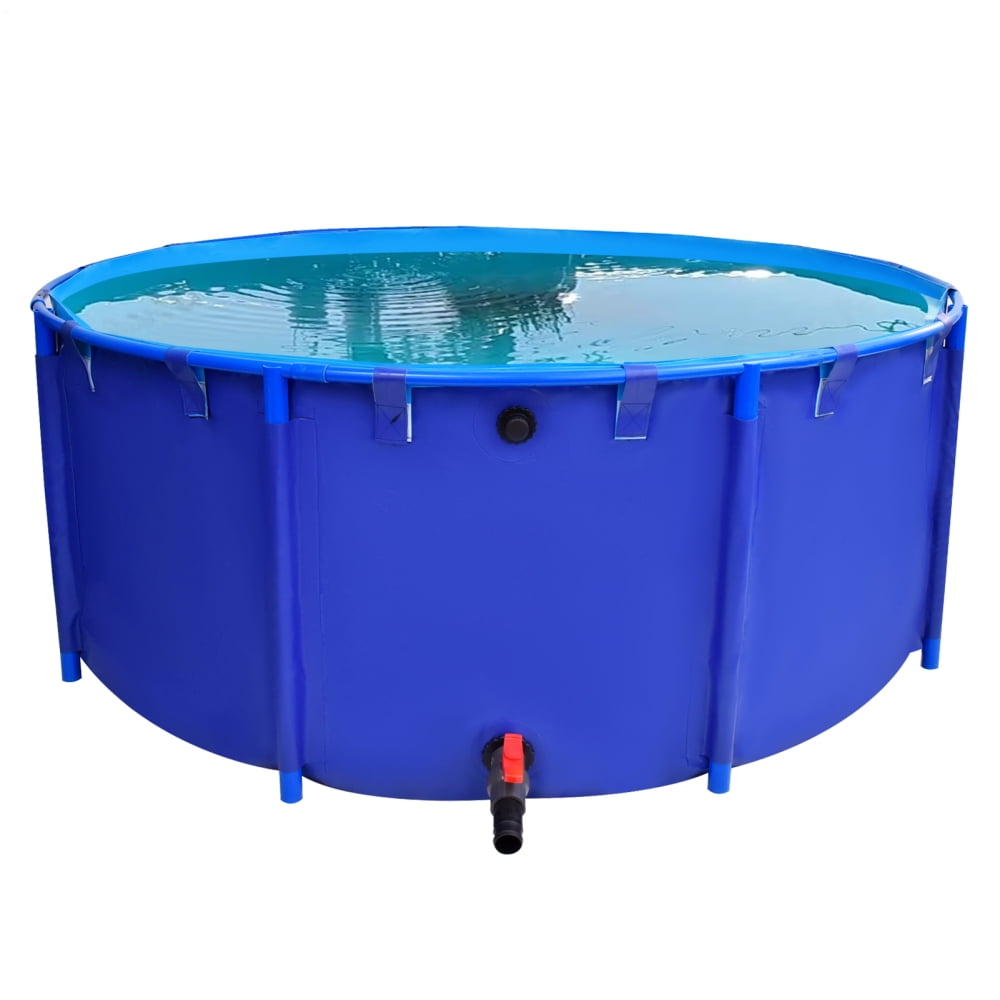 Heavy-Duty Canvas Fish Pond Ground, 634-Gal Water Storage Tank for Koi Breeding, Agricultural Irrigation, Outdoor Farm Use(78.7x31.5in)