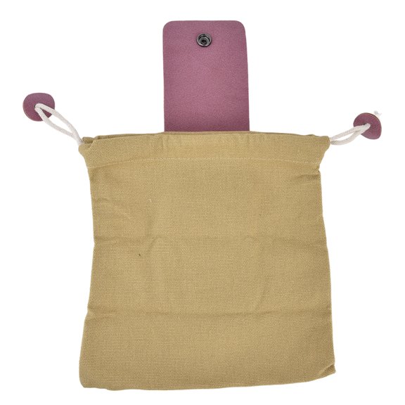 Heavy-Duty Canvas Fruit Picking Bag Waist Hanging Pouch Foraging Belt Bag for Outdoor Camping Storage Foldable Space Saving Design with Premium PU Leather Accents Khaki Color 13 Inches / 33 cm