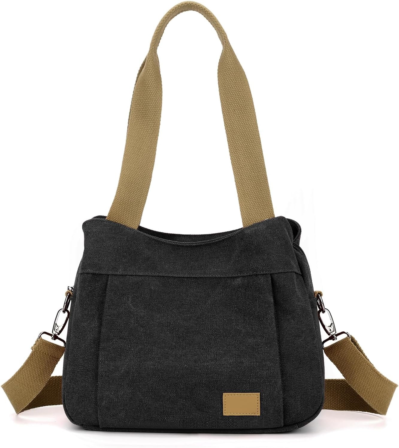 Heavy Duty Canvas Organized Hobo Bag for Women Daily Shoulder Crossbody Bag with 3 Compartment