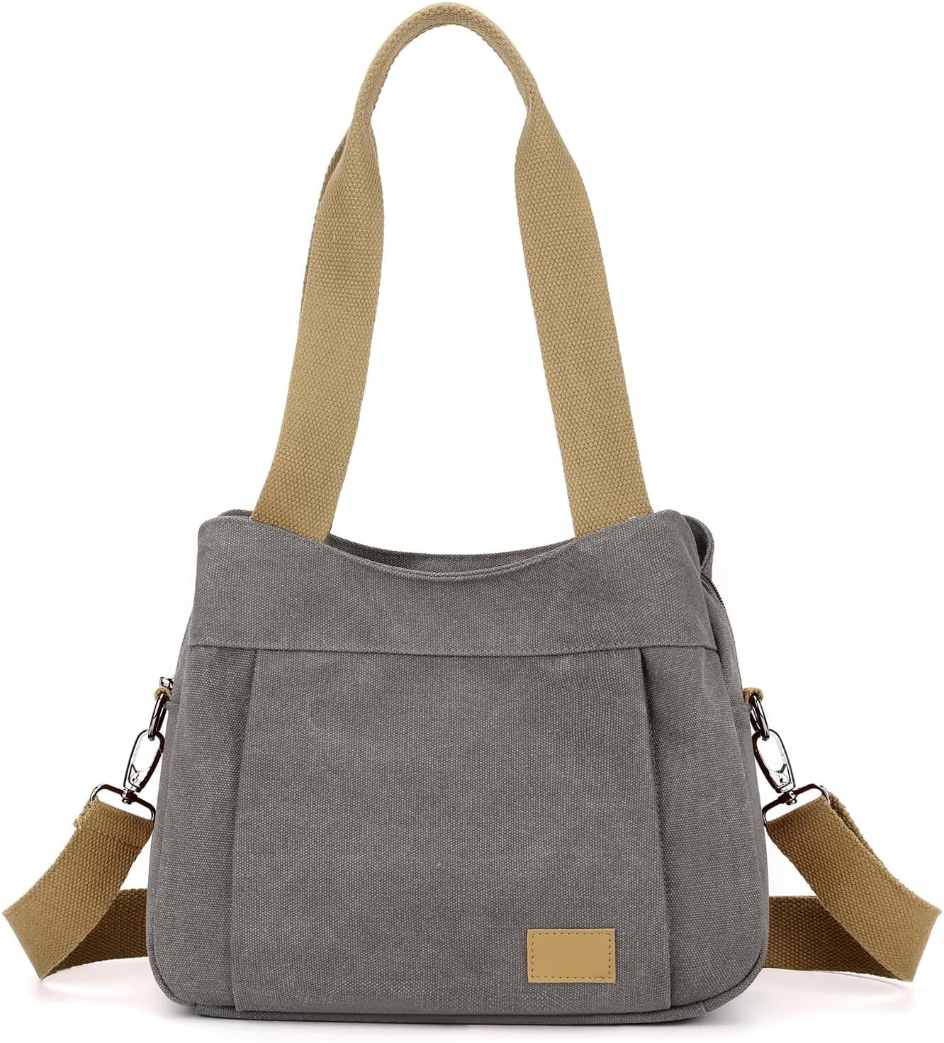 Heavy Duty Canvas Organized Hobo Bag for Women Daily Shoulder Crossbody Bag with 3 Compartment