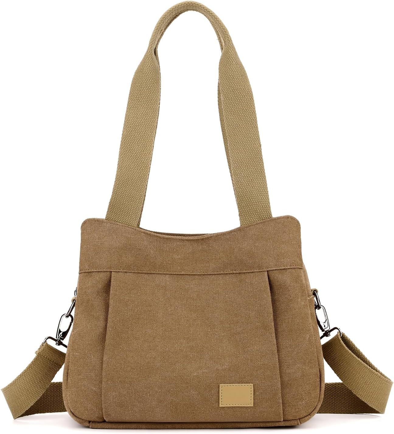 Heavy Duty Canvas Organized Hobo Bag for Women Daily Shoulder Crossbody Bag with 3 Compartment