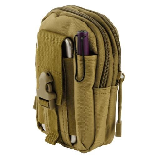 Heavy Duty Canvas Sports Activity Waist Pack Pocket Belt for Motorola Moto Z3, G6, X 2017, G5 PLUS, Z Play, Z Force Droid Edition, Z Droid Edition, G4, G4 PLUS, Nexus 6 (Khaki) + MND Mini Stylus