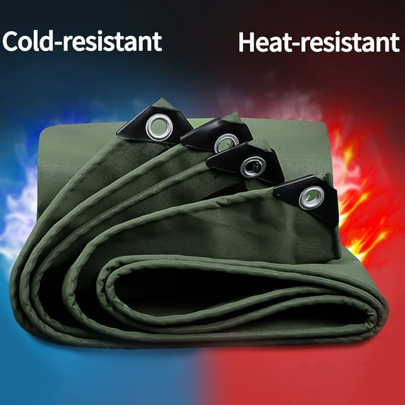 Heavy Duty Canvas Tarp Waterproof Tarp 19.4oz Canvas Tarp Extra Thick Waterproof Tarpaulin Full Sizes(6.5' x 10',Green)