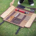 thumbnail image 1 of Heavy Duty Canvas Tent Stake Storage Bag - 20 Slot Camping Peg Organizer with Handle, 17.3x6.3 inch Coffee Brown Tool Carrier for Ground , Ropes & Camping Accessories, 1 of 8