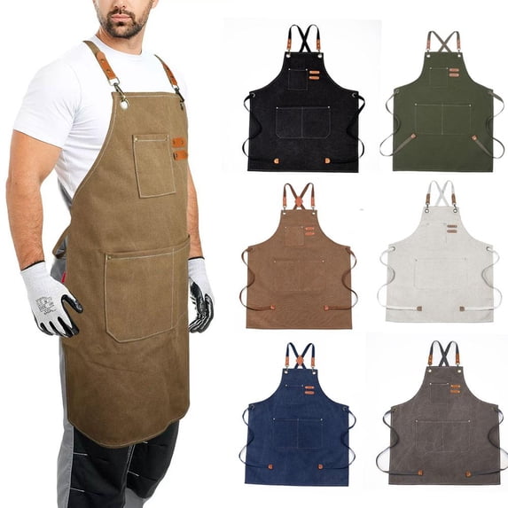 Heavy Duty Canvas Woodworking Shop Work Aprons Men Women Adjustable with Po