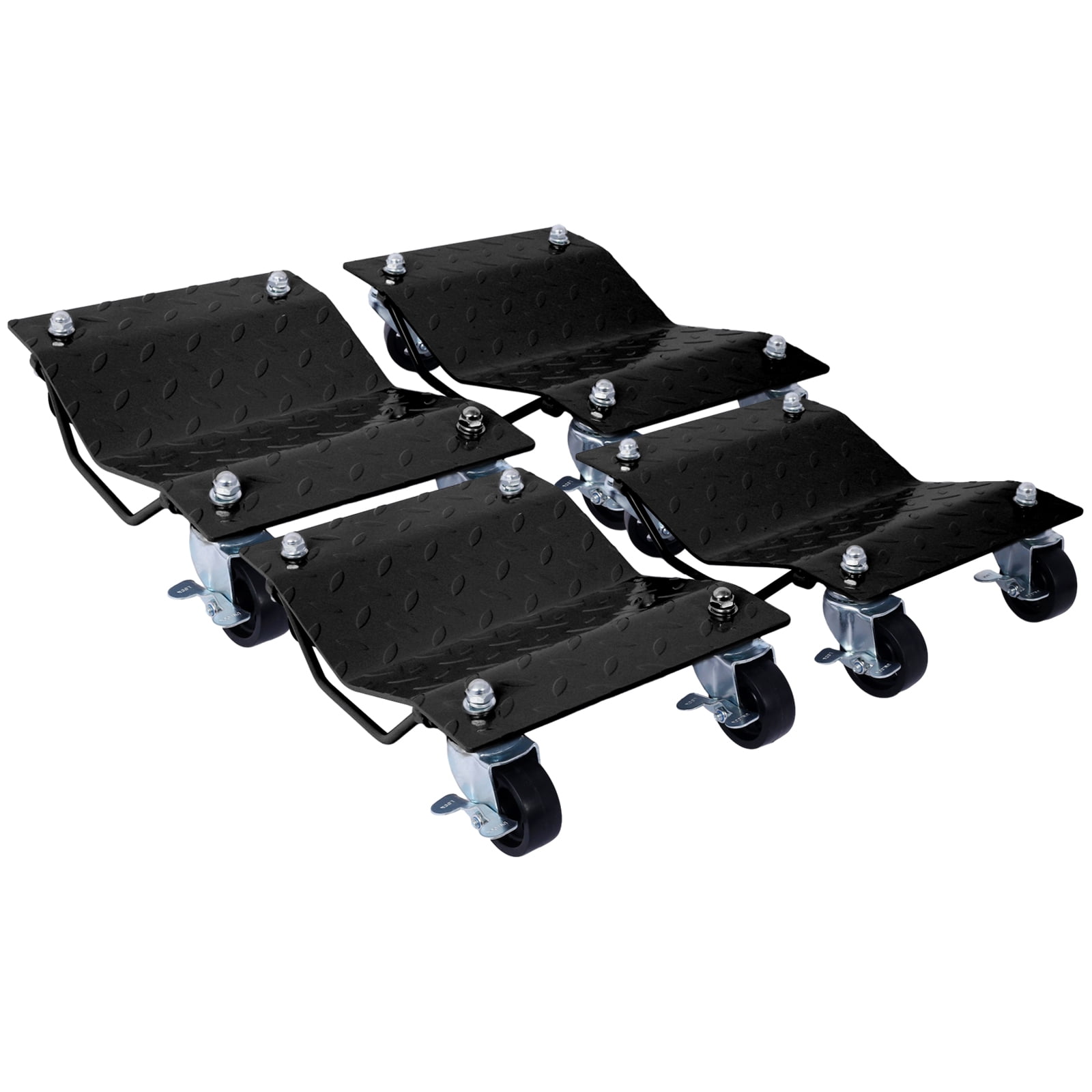 Heavy Duty Car Dolly 4 Pack, 6000 Lbs Total Capacity Car Tire Stake With Brakes System, Car Tire Stakes Set, 4 Wheel Dollies For Tow, Vehicle Storage, Furniture Movers
