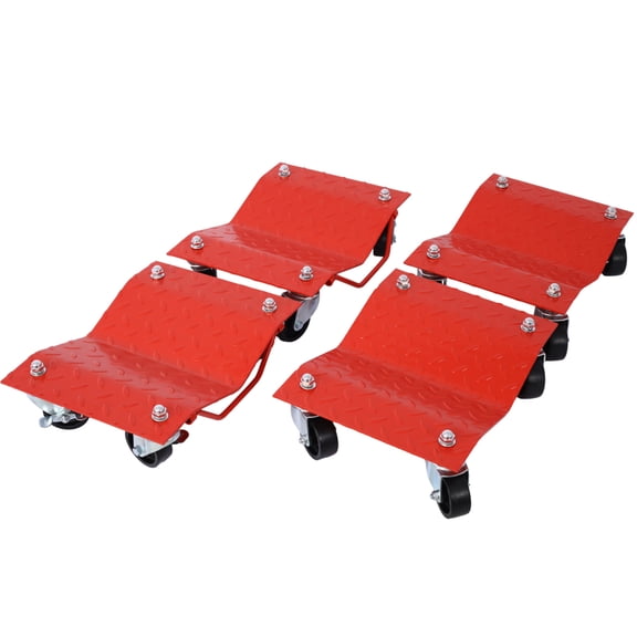Heavy Duty Car Dolly Set 6000 Lbs Total Load Capacity Steel Wheel Moving Dollies with Brake Casters Anti Slip Plate for Vehicle Movement
