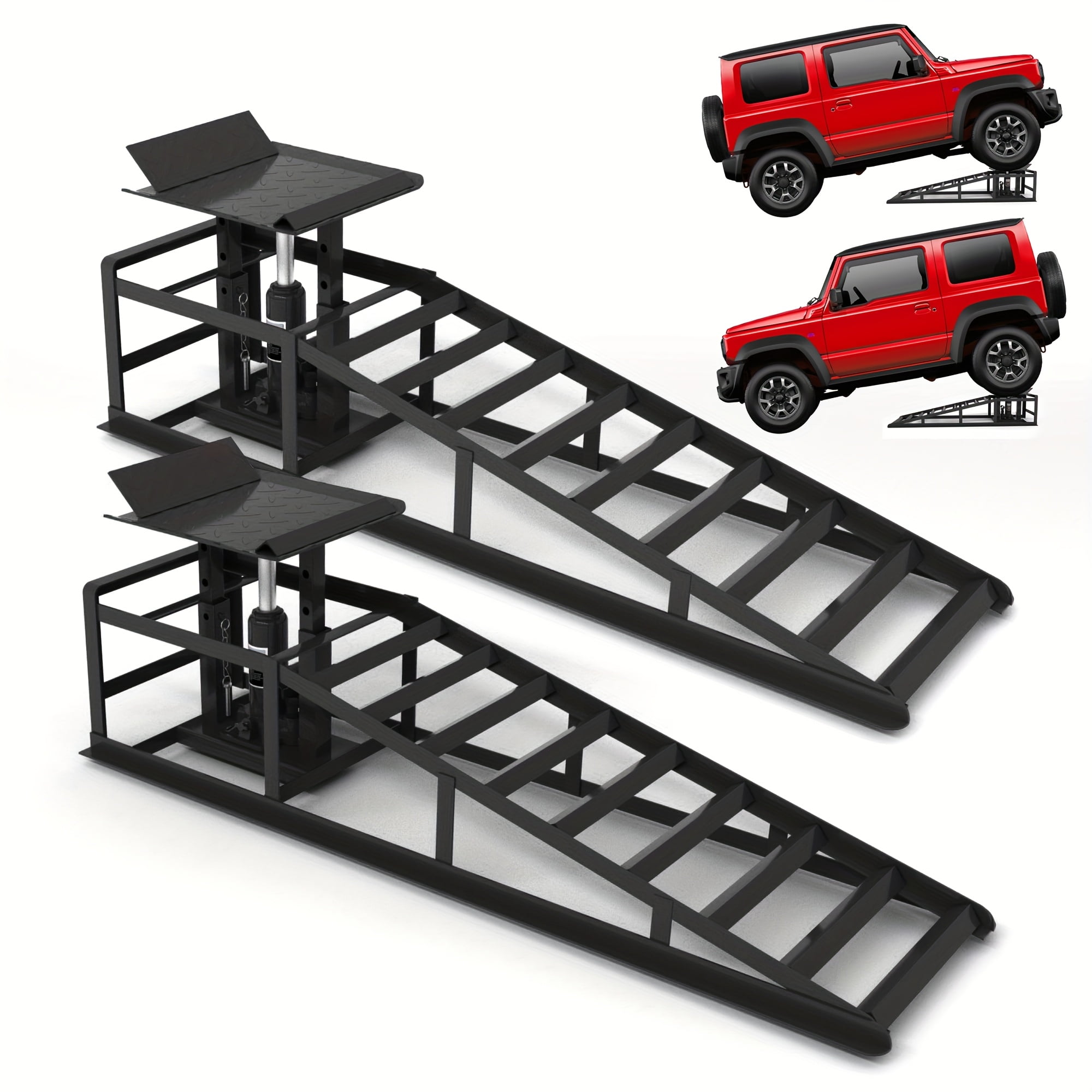 [Heavy Duty, Car Ramps] 2pcs Heavy Duty Hydraulic Car Ramps with Wheels ...