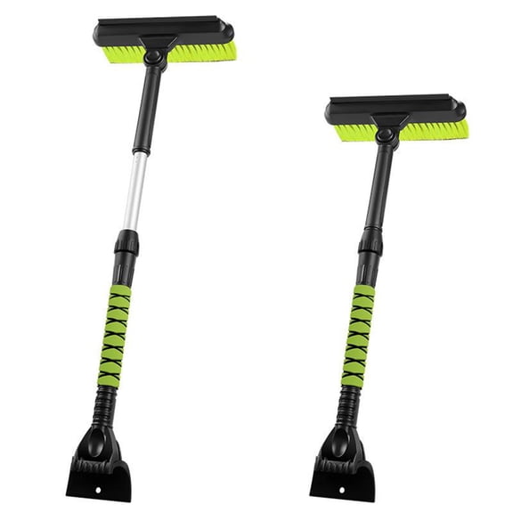 Heavy Duty Car Windshield Ice Scraper & Snow Brush Tool, 21.3"-31.8" Extendable Handle with EVA Foam Grip & Buckle, Sturdy Paint Safe Black Automotive Accessory for Windshield and Car Windows