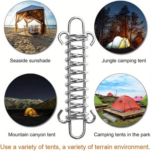 Heavy Duty Carabiner Clip 6 Pack Spring Loaded Steel Tension Hook Camping Tent Accessories for Outdoor Camping Guy Line Canopy Securing Red Silver