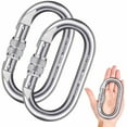 thumbnail image 1 of Heavy Duty Carabiner Clip Climbing Carabiner(25kn=5600lbs) from Rongsi, Hook with Screwgate Multipurpose for Climbing, Rigging, Ropes, Hammocks (O Shape, 2pack), 1 of 6