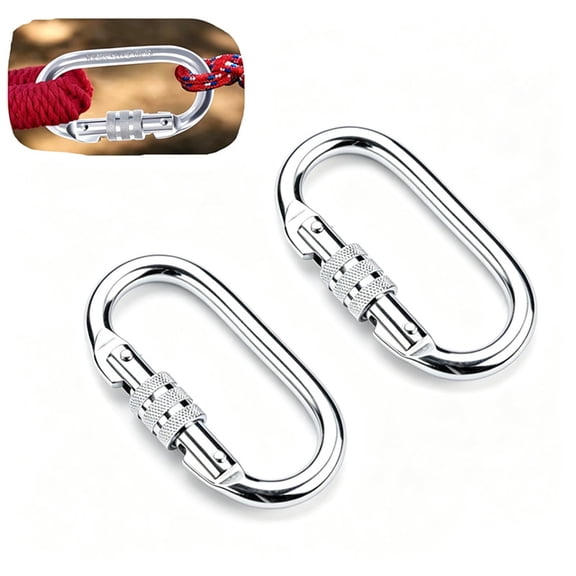 JOWNEEL Heavy Duty Carabiner Clip Climbing Carabiner(25kn=5600lbs), Screw Locking Heavy Duty Safety Caribeener Clips Multipurpose for Climbing, Rigging, Ropes, Hammocks